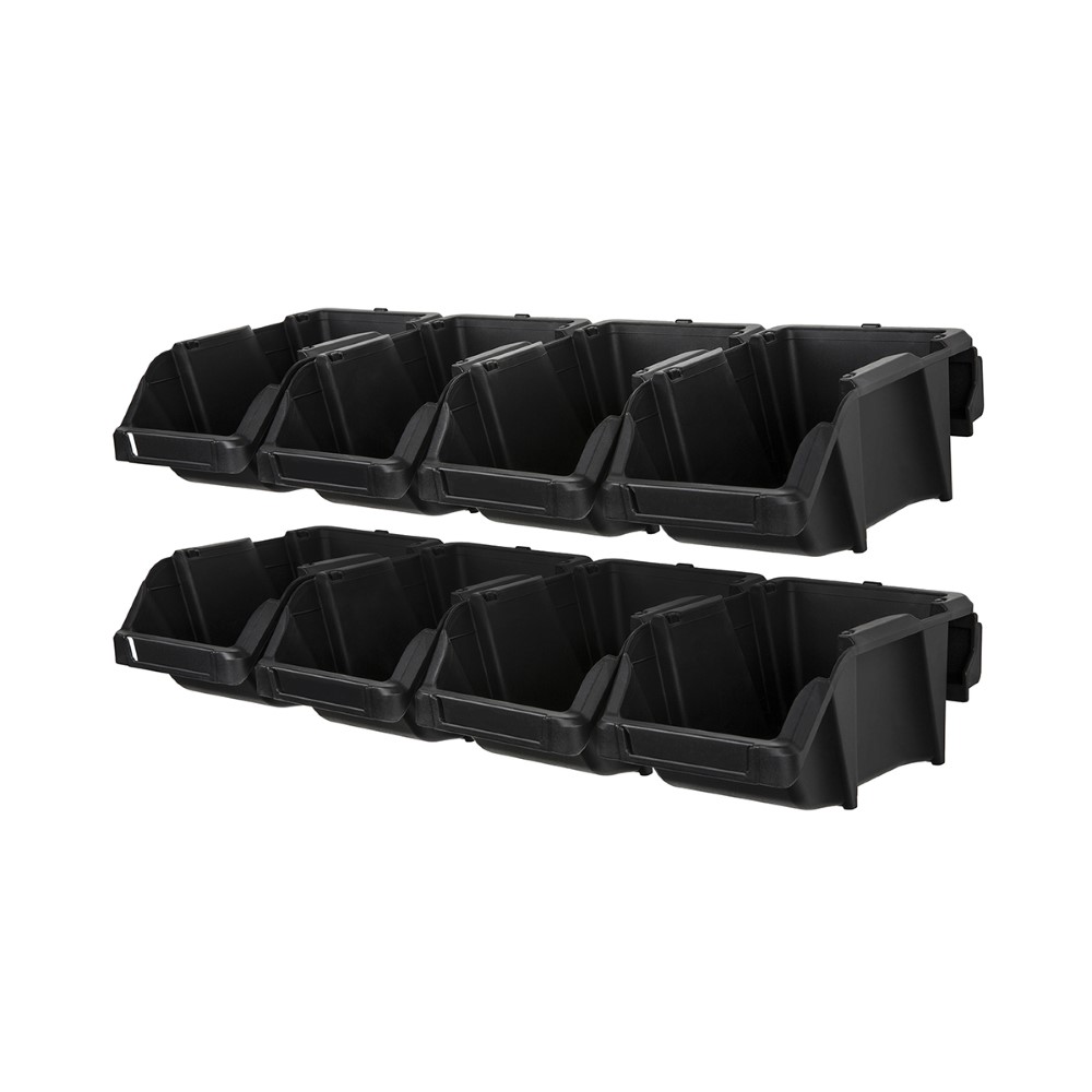 Mano Wall Mounted Stacking Bins For Tools Set Of 8 Black