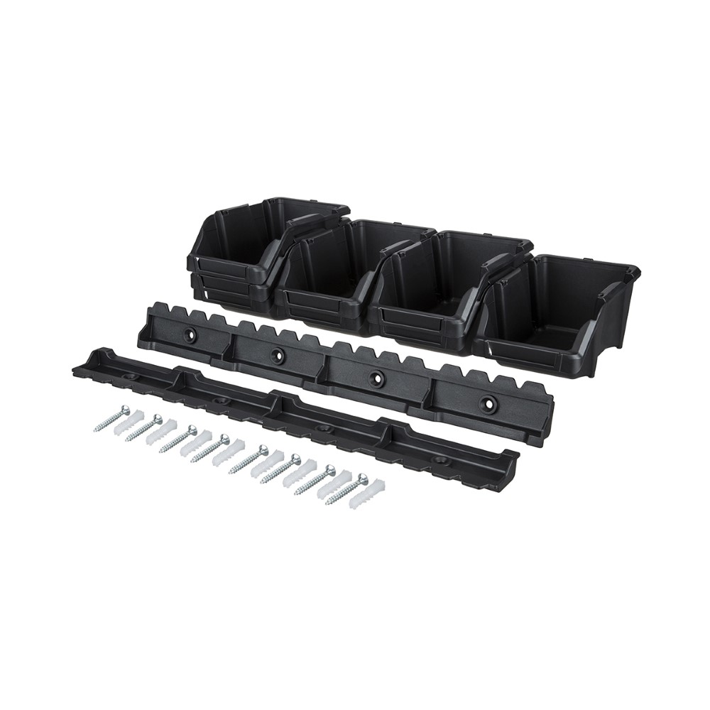 Mano Wall Mounted Stacking Bins For Tools Set Of 8 Black