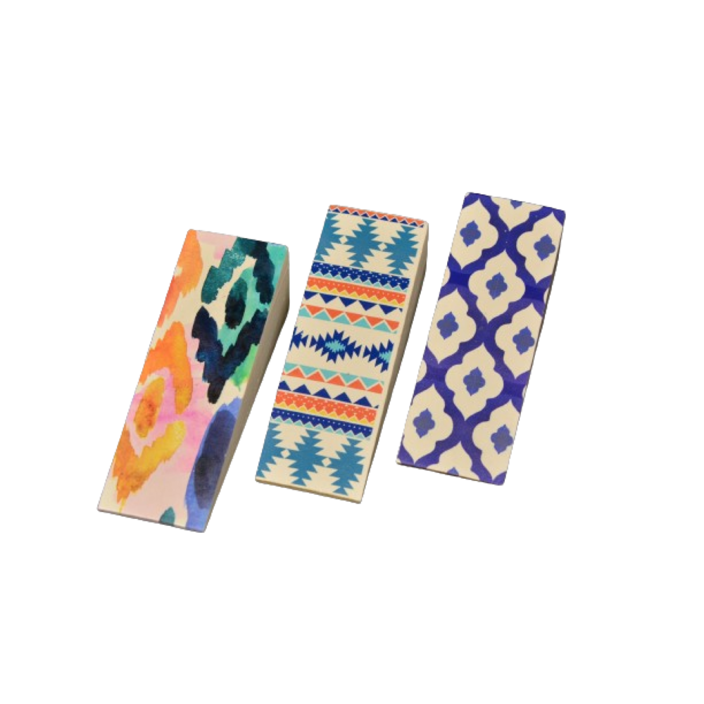 Frater Wooden White Door Stopper Patterned