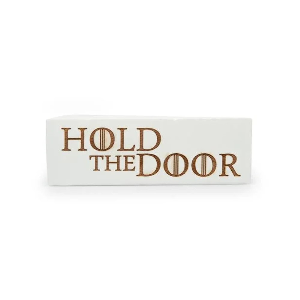 Frater Wooden White Door Stopper Patterned