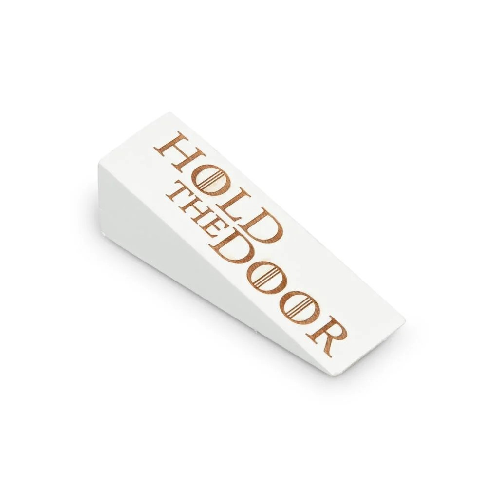 Frater Wooden White Door Stopper Patterned
