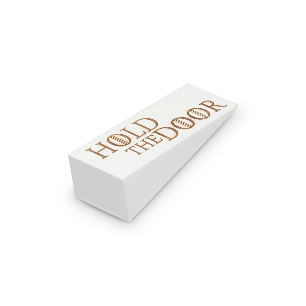 Frater Wooden White Door Stopper Patterned