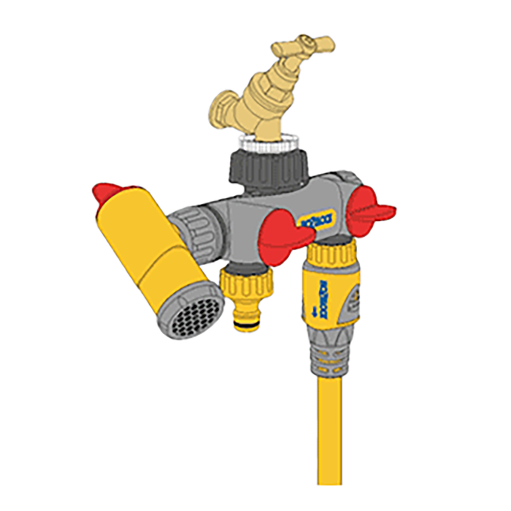 Hozelock -Y10 2 Ways Tap Connection 1/2-3/4-1