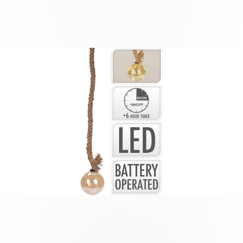 Koopman Rope Glass Ball Pendant Lighting 12Cm 19 Led Lights Ww