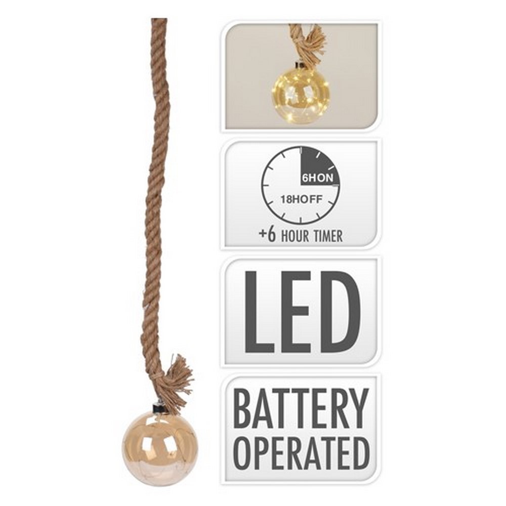 Koopman Rope Glass Ball Pendant Lighting 12Cm 19 Led Lights Ww