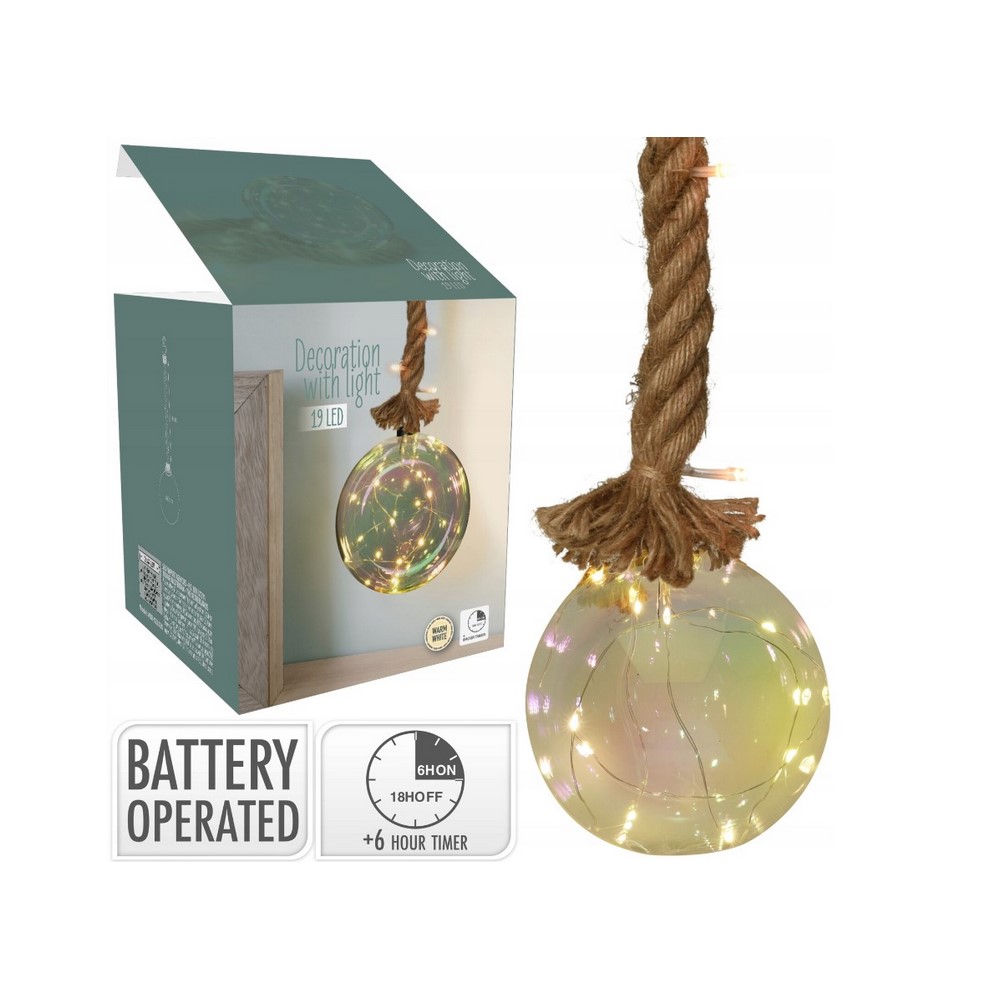 Koopman Rope Glass Ball Pendant Lighting 19 Led Lights Ww
