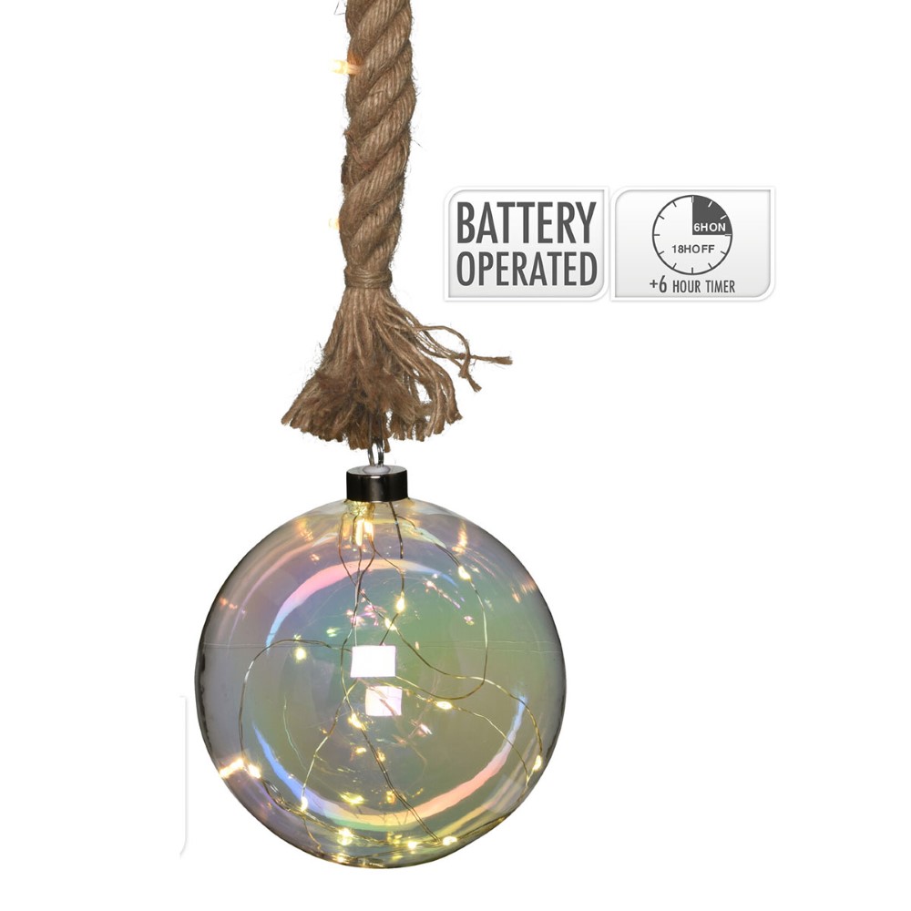 Koopman Rope Glass Ball Pendant Lighting 24 Led Lights Ww