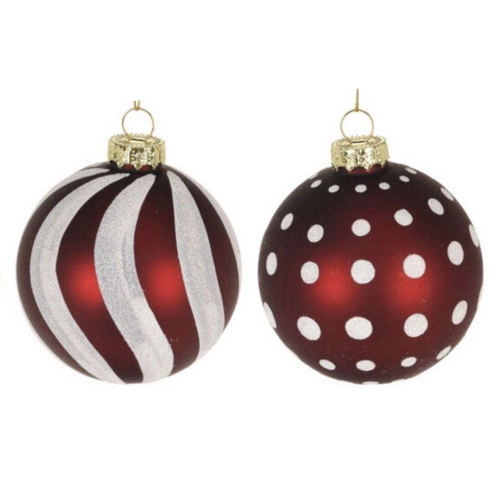 Koopman Xmas Ball Dot Stripe 80Mm 4Ass