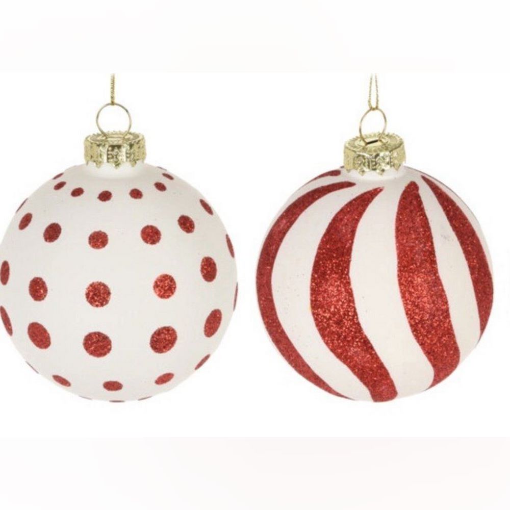 Koopman Xmas Ball Dot Stripe 80Mm 4Ass