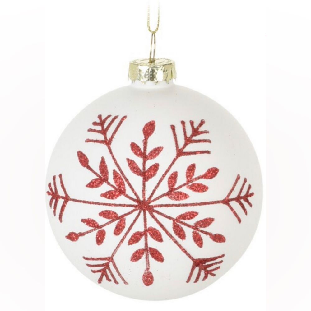 Koopman Xmas Ball Snowflake 80Mm 2Ass