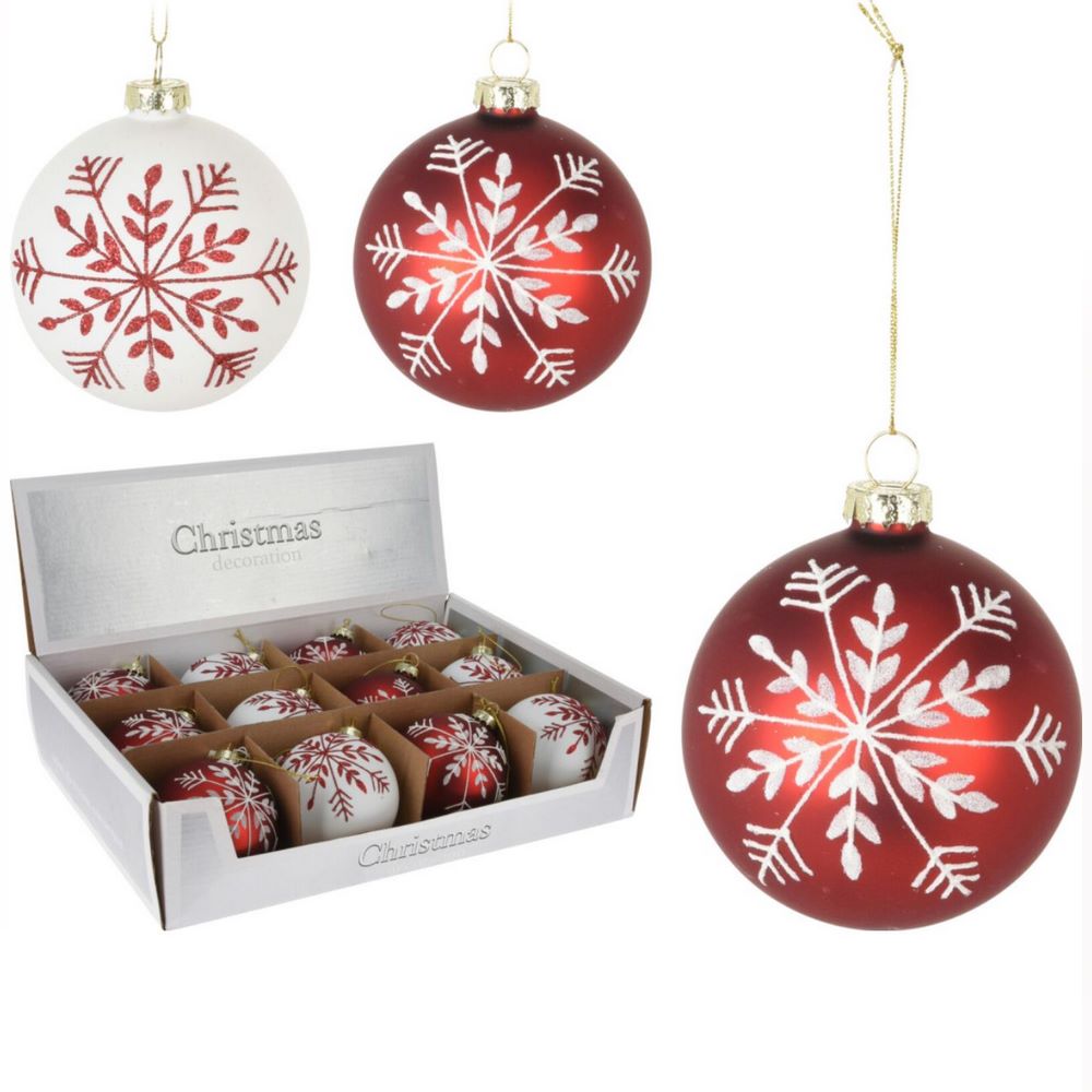 Koopman Xmas Ball Snowflake 80Mm 2Ass