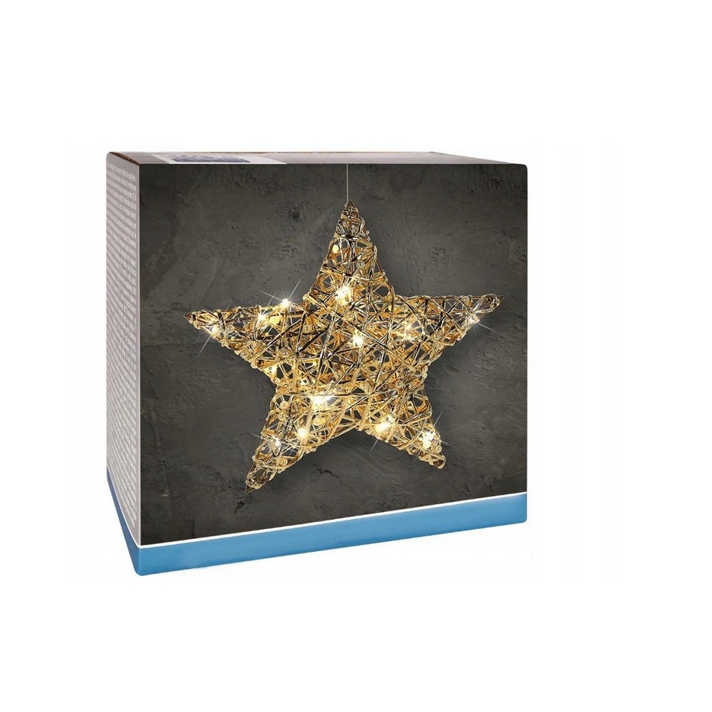 Koopman Star 20Led Lights 30Cm Gold W Pearls