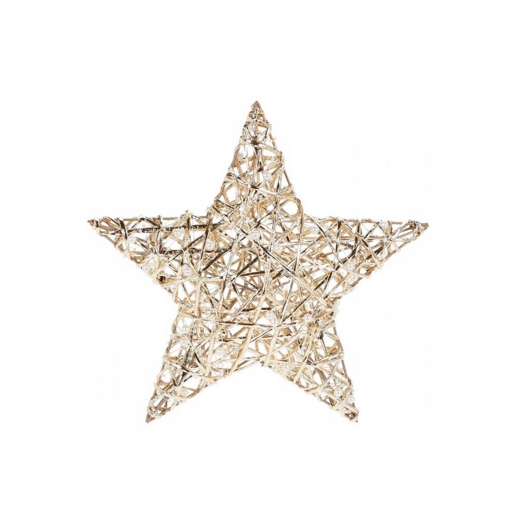 Koopman Star 20Led Lights 30Cm Gold W Pearls