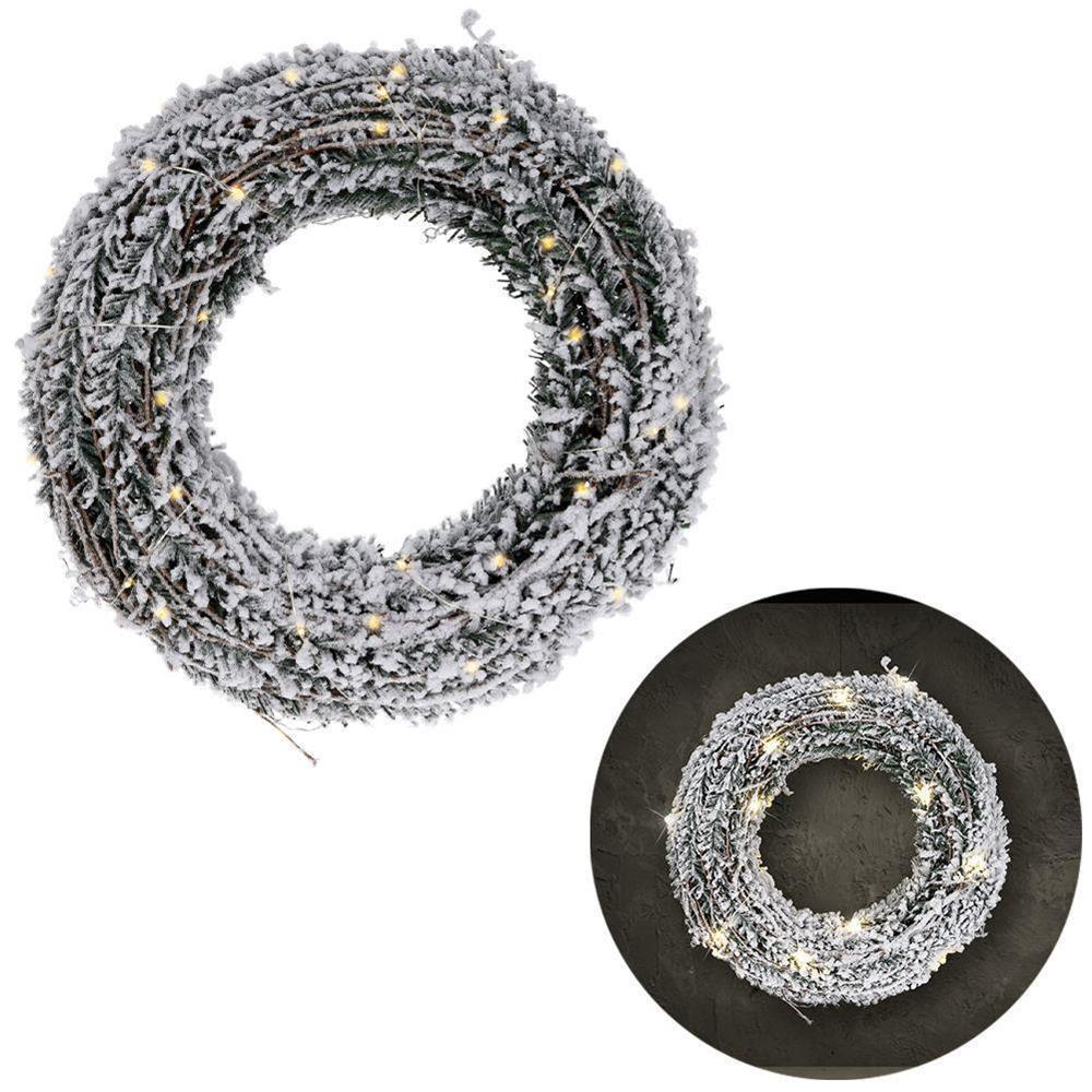Koopman Wreath 20 Led Lights 30Cm Rattan