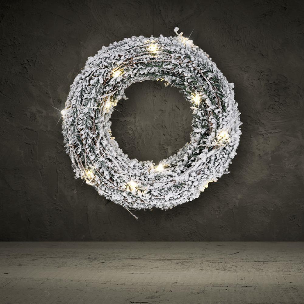 Koopman Wreath 20 Led Lights 30Cm Rattan