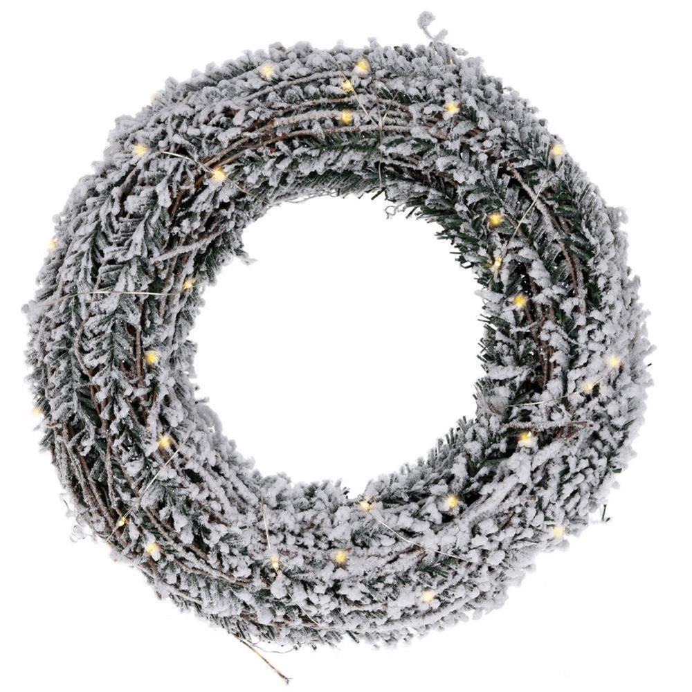 Koopman Wreath 20 Led Lights 30Cm Rattan