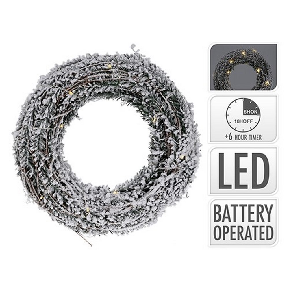 Koopman Wreath 20 Led Lights 30Cm Rattan