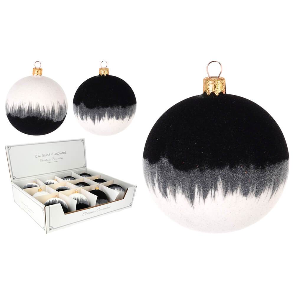 Koopman Xmas Ball White Black 80Mm 2As