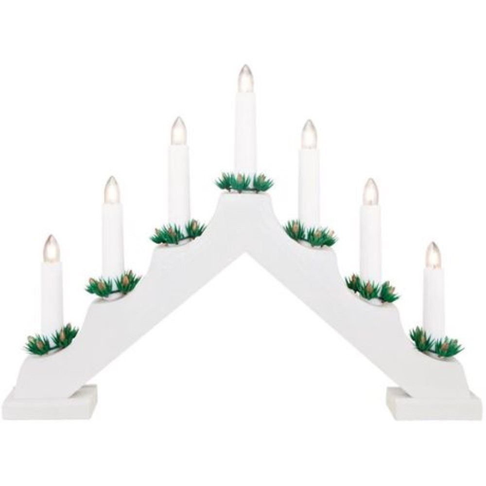 Koopman Candle Bridge Wood 7 Led White