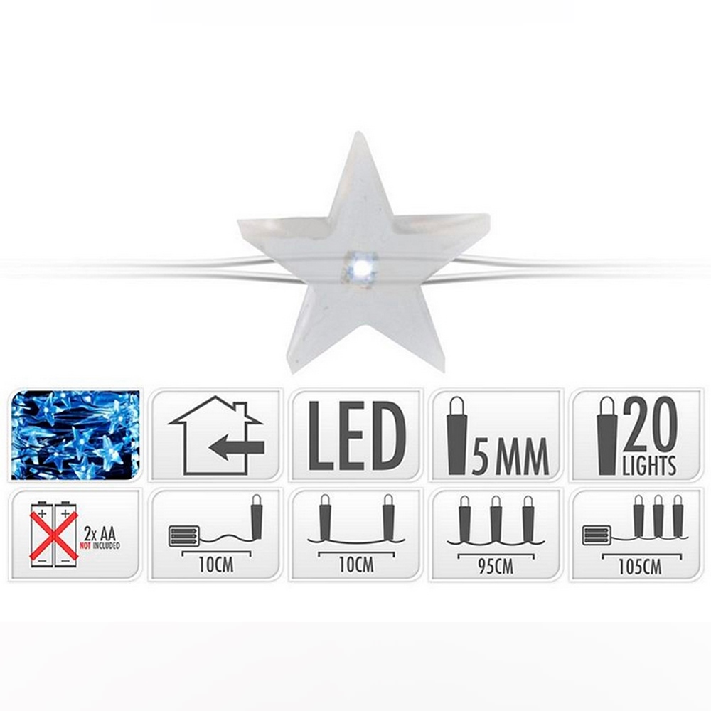 Koopman Silver Wire Star 20 Led Lights White Bo