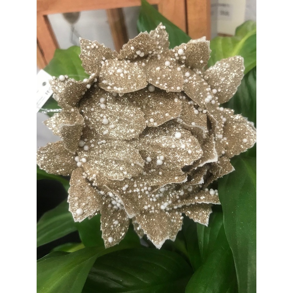 Koopman Xmas Ball Leaf 80Mm 2Ass Gold