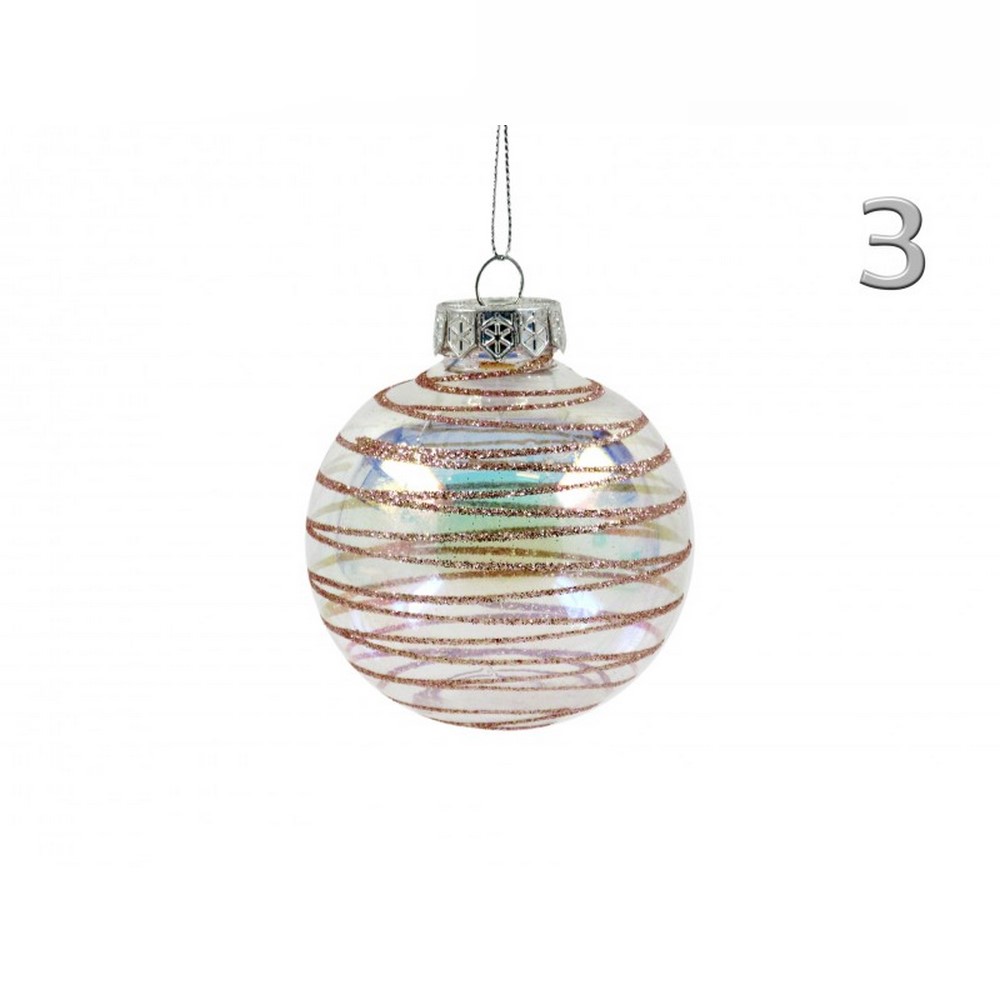 Koopman Xmas Ball 80Mm Stripe Glitter