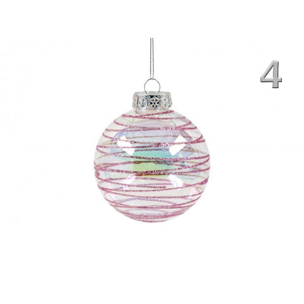 Koopman Xmas Ball 80Mm Stripe Glitter