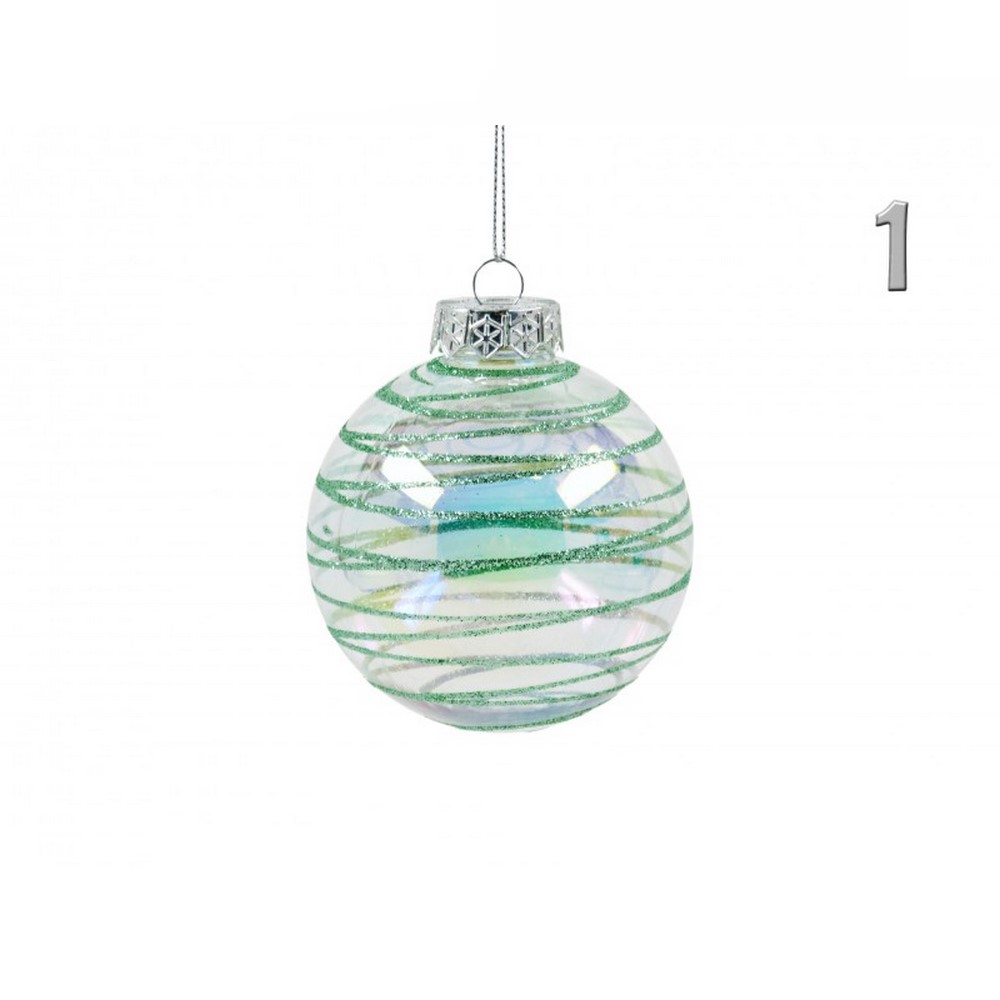 Koopman Xmas Ball 80Mm Stripe Glitter