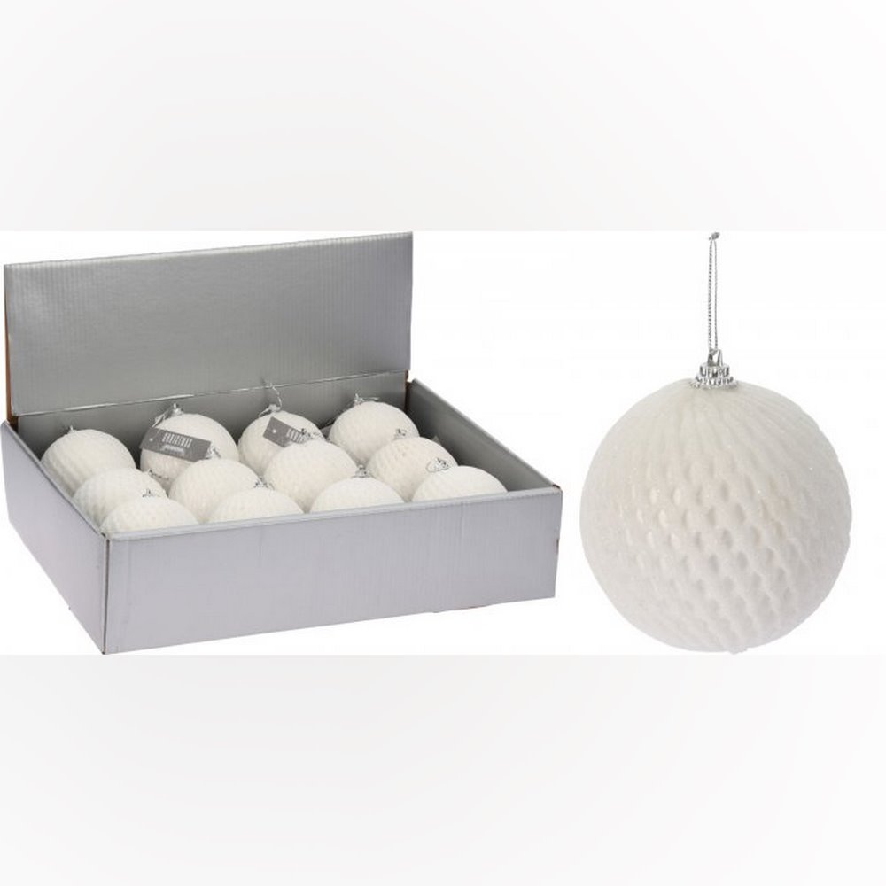 Koopman Xmas Ball Glitter 80Mm White