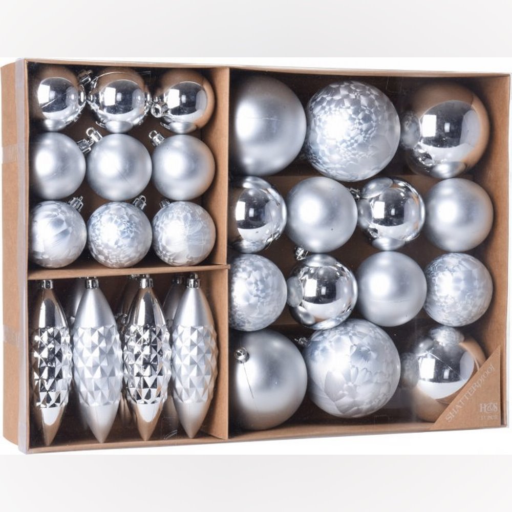 Koopman Xmas Hang Deco Set 31 Pcs Silver