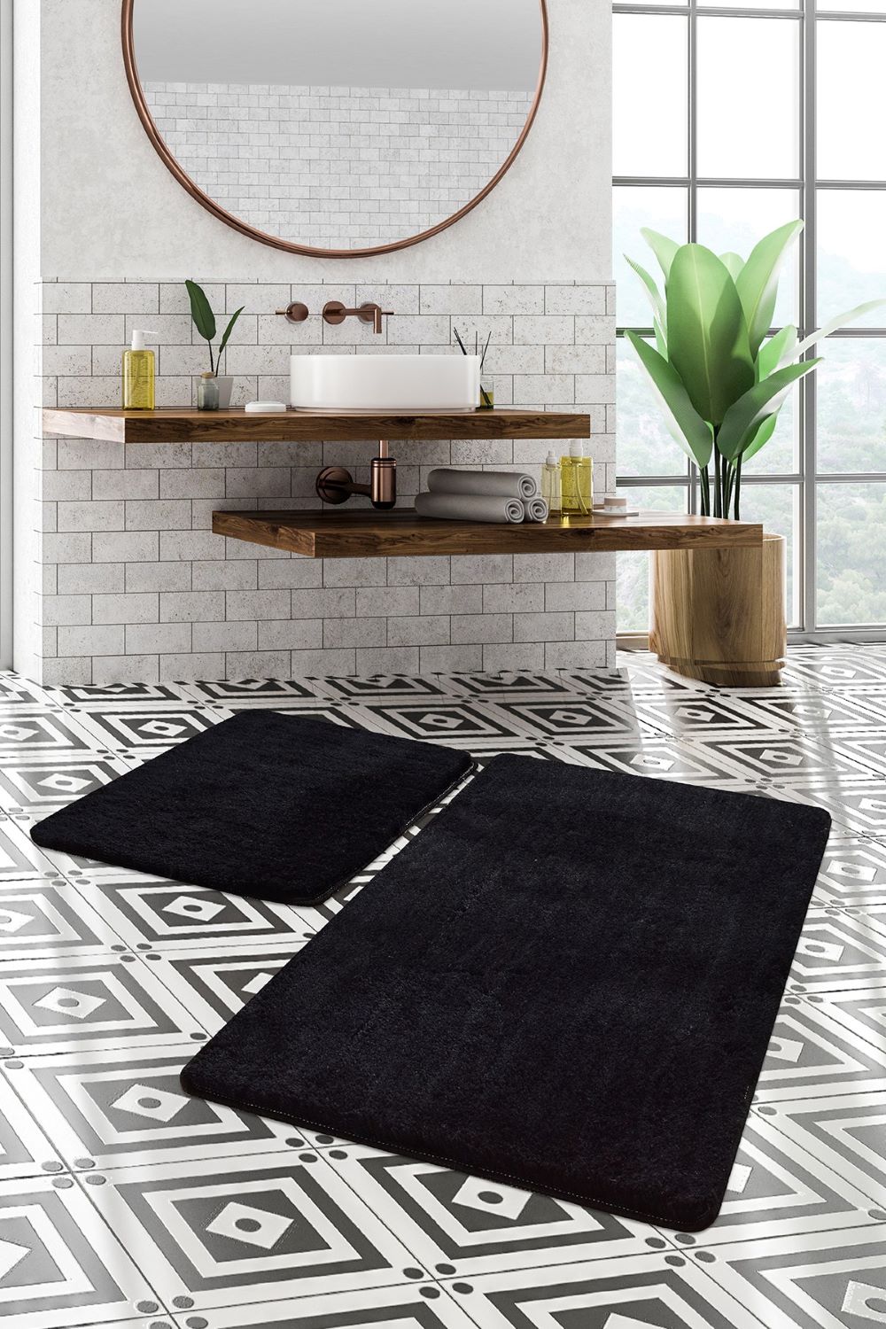 Chilai Overhead Black 60X100Cm 2-Pieces Mat