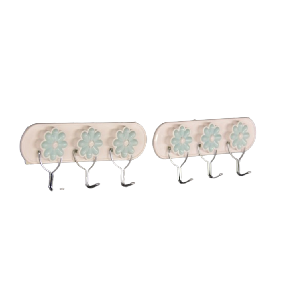 Frater Plastic Daisy Hanger Set Of 2 With 3 Hooks 5Cmx7Cm