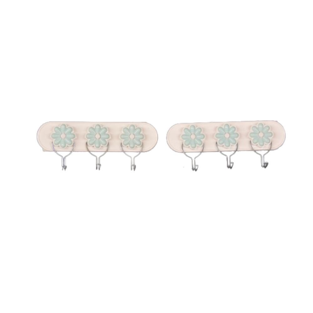Frater Plastic Daisy Hanger Set Of 2 With 3 Hooks 5Cmx7Cm