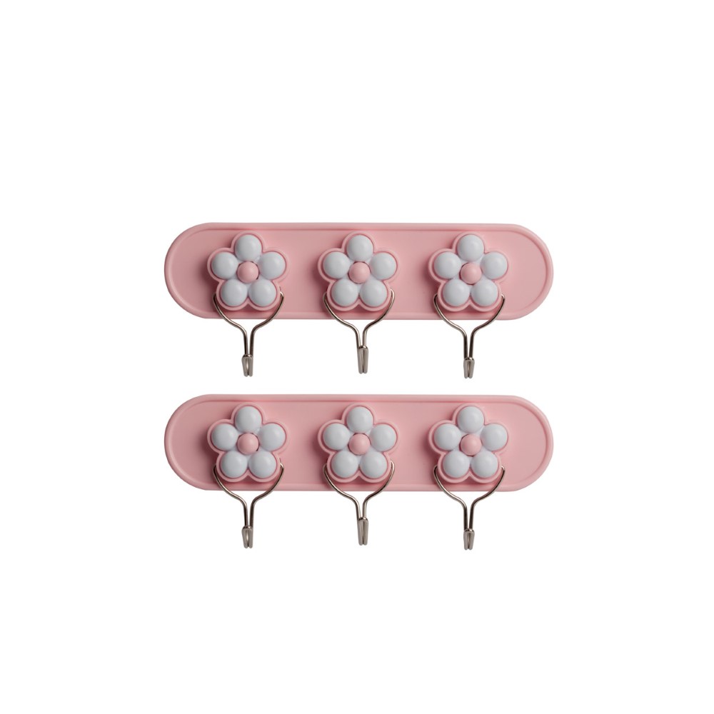 Frater Plastic Daisy Hanger Set Of 2 With 3 Hooks 5Cmx7Cm