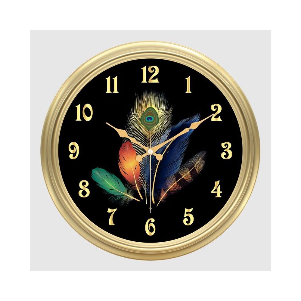 Galaxy Decorative Premium Feather Large Gold Wall Clock / 8 Pcs