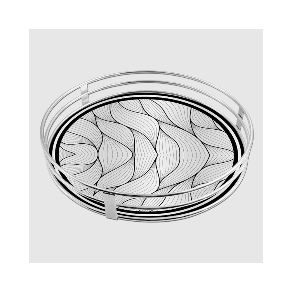 Galaxy Round Silver Pattern1 Metal Tray