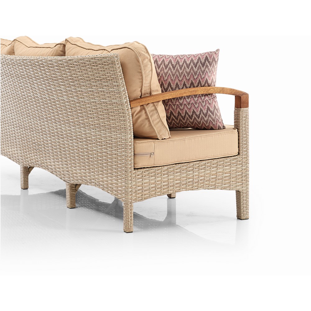Emek Garden Bahama Table and 2 Puff Sitting Set 3+1+1+90*160 Cm