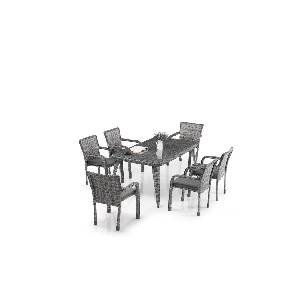 Emek Garden Merlin Table And 8 Chairs Set 100*230 Cm
