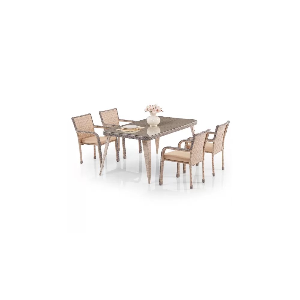 Emek Garden Merlin Table And 8 Chairs Set 100*230 Cm