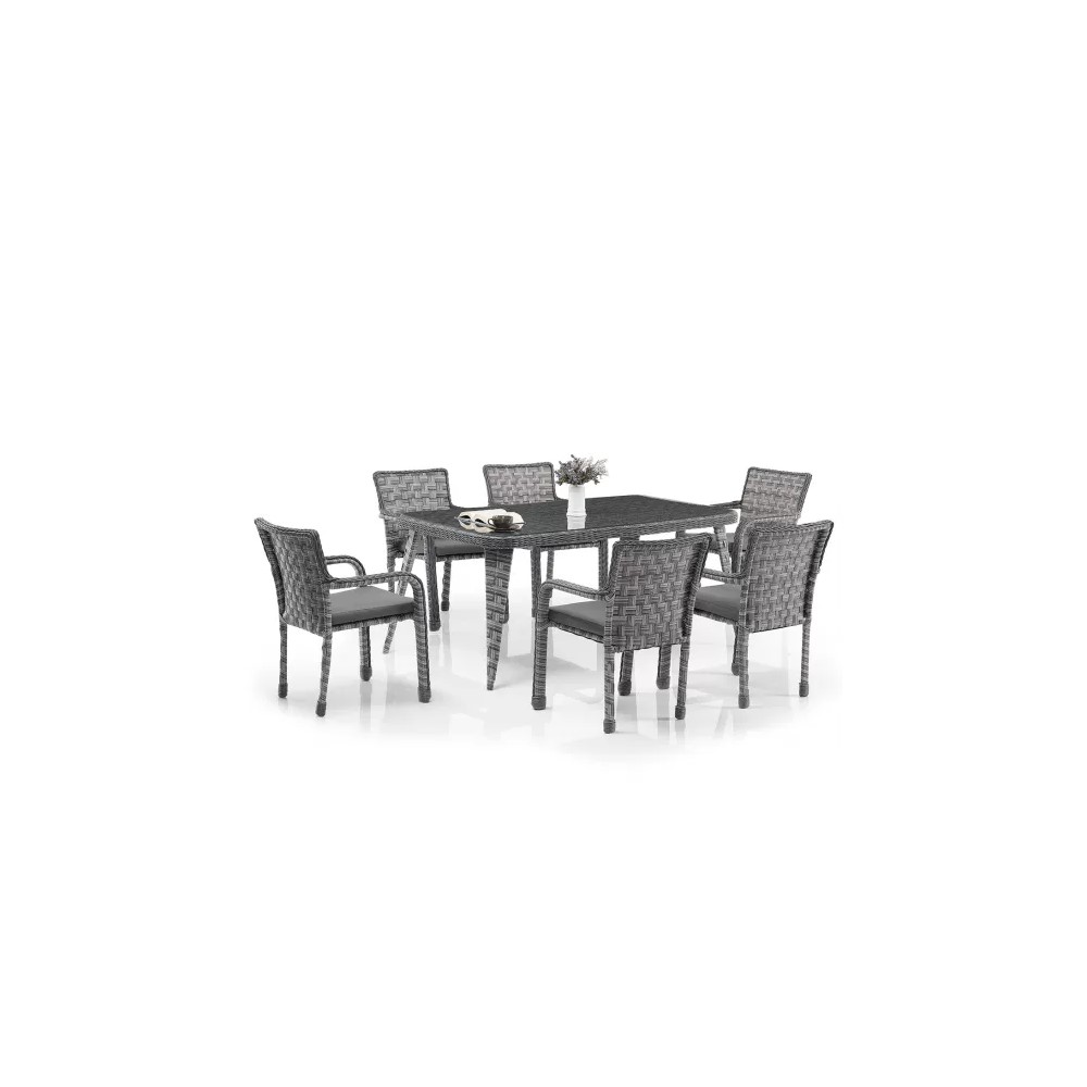 Emek Garden Merlin Table And 8 Chairs Set 100*230 Cm
