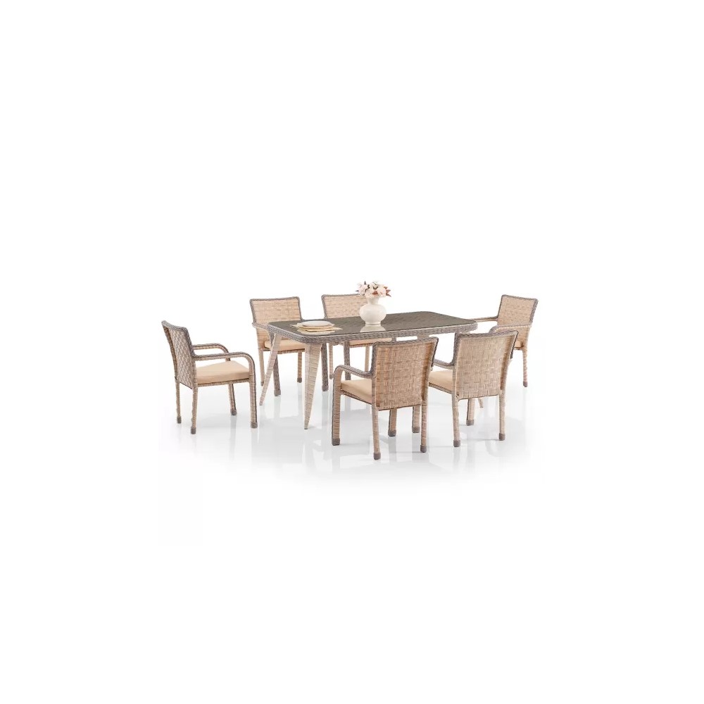 Emek Garden Merlin Table And 8 Chairs Set 100*230 Cm