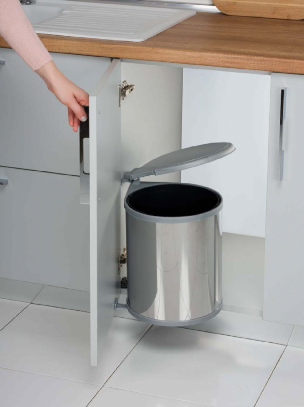 Pelikan Newmode Cylinder Waste Bin For Cabinet Metalic Gray 11Lt.