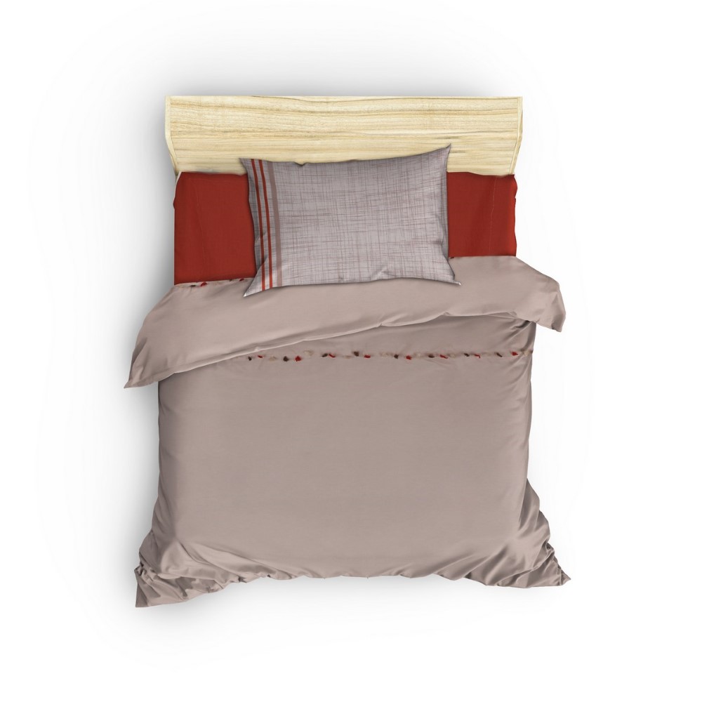 Asir Cotton Box Merri Claret Beige Single. Person Linen Fitted