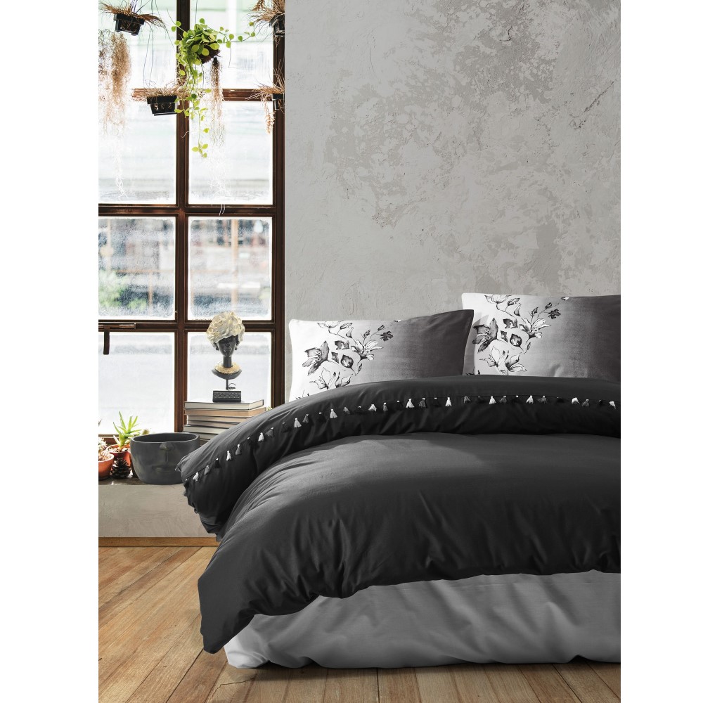Asir Cotton Box Daren Black Double Person Linen Fitted