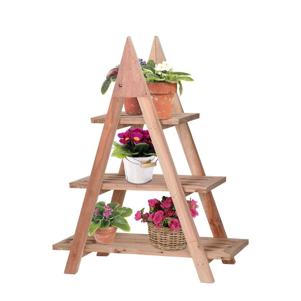 Koopman Plant Rack Wood 3 Levels Triangle