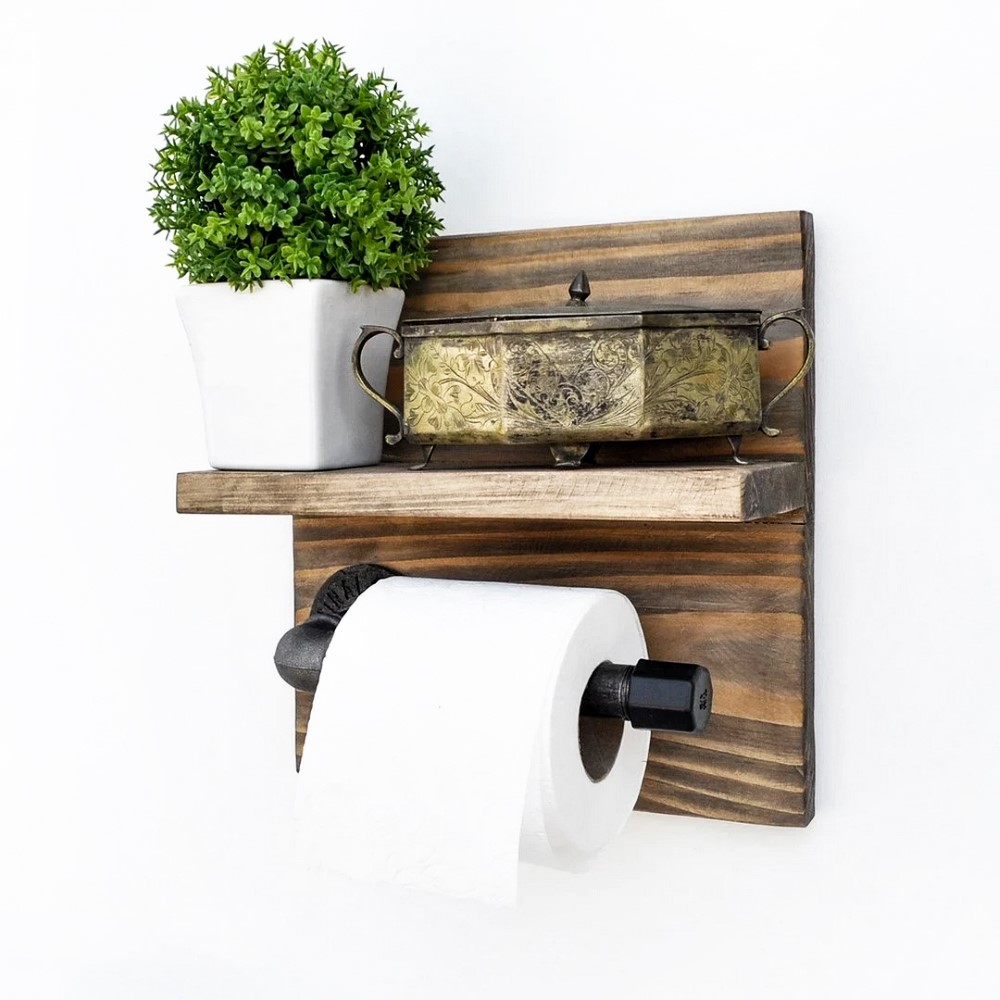 Asir Toilet Paper Holder Walnut Black