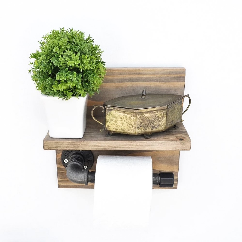 Asir Toilet Paper Holder Walnut Black