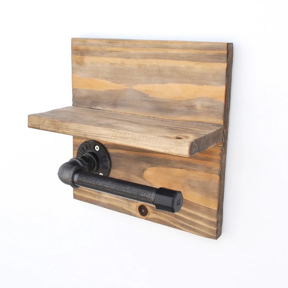 Asir Toilet Paper Holder Walnut Black