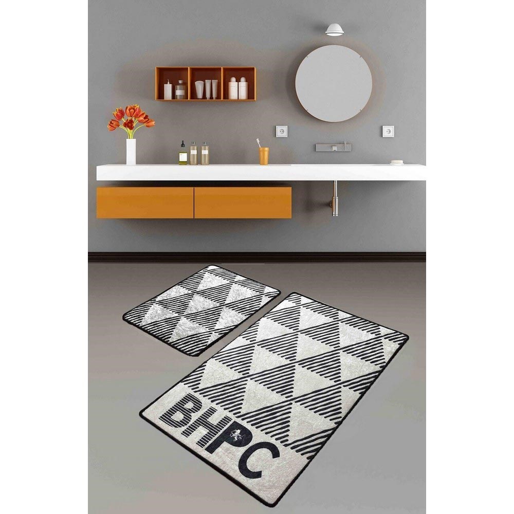 Asır Bathmat Set (2 Pieces) Black Ecru
