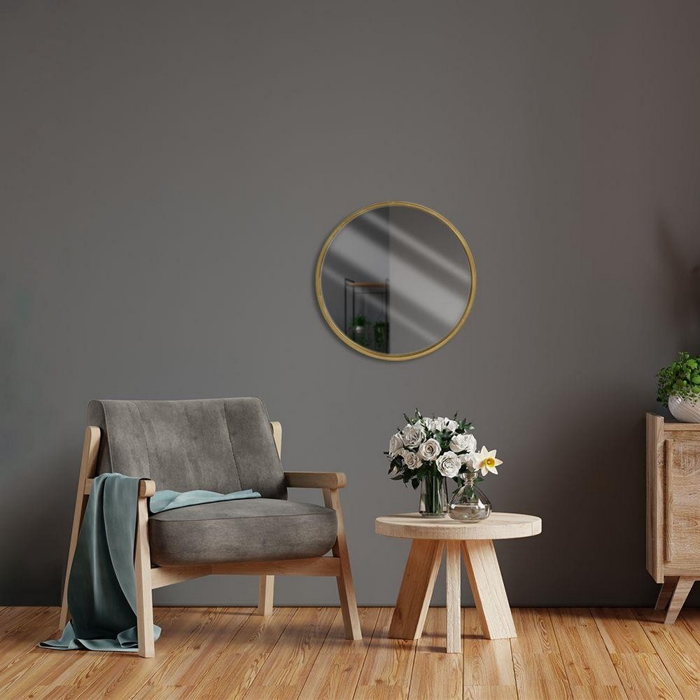 Koopman Round Wall Mirror  30Cm Gold Wood